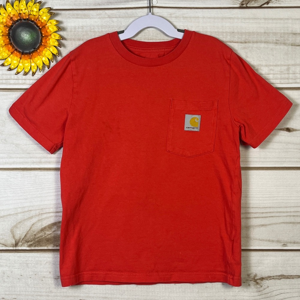 Kids Carhartt Red Short Sleeve Pocket T Shirt Size S P 8 10 Boy’s